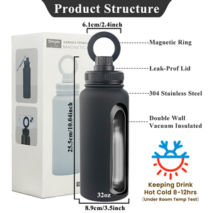 Botella de Agua de Acero Inoxidable Aislada de 32 oz con Logotipo Personalizado, Termo de Doble Pared con <span class=keywords><strong>Tapa</strong></span> de Paja para Adultos, para Gimnasio, Deportes, Camping - Product Image 4