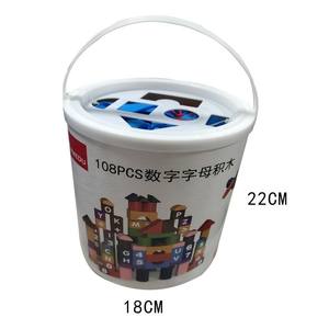 子供のための木制ビルディングブロックセット,カラフルなアルファベット番号教育玩具,ストレージバケット付き,早期学习スタッキングブロック - Product Image 2