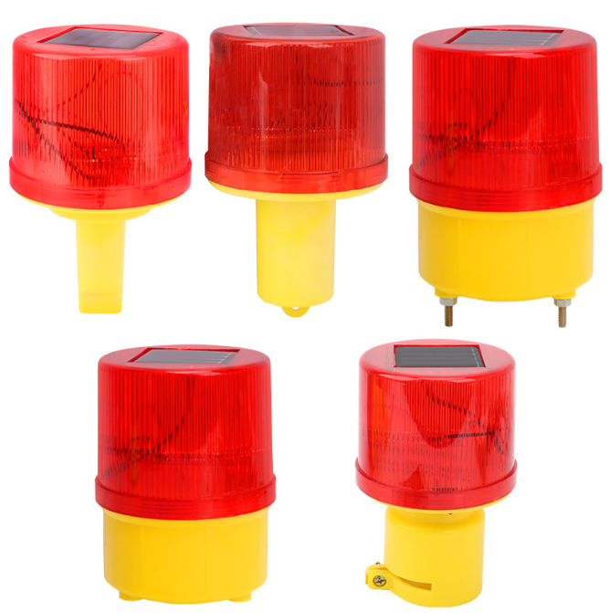 Solar Powered LED Flashing Warning Traffic Light for Roadway