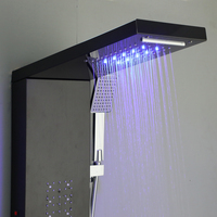 Système de douche colonne LED avec jets pluie et cascade, jets corps entier, douchette à main, bec de baignoire et modes de pulvérisation massants