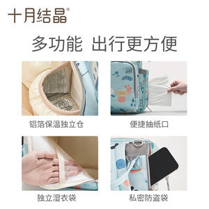 Bolsa de Maternidad October Crystallization, Mochila de Gran Capacidad con Carga USB para Madre y Bebé - Product Image 5