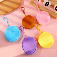 Porte-monnaie rond en peluche Macaron Kawaii mignon, pochette douce rembourrée avec porte-clés en polyester fait main pour filles, breloque de sac