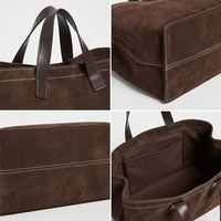 Sac fourre-tout décontracté en cuir suédé véritable, léger, imperméable, personnalisé, vintage, grande capacité, luxe pour femmes
