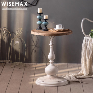 WISEMAX FURNITURE Canapé classique et élégant base en fer en forme de T plateau en bois table basse ronde blanche pour salon villa - Product Image 4