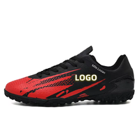 2025 Chaussures de football en tricot de nouvelle conception, chaussures de football en TPU, crampons de football à la cheville moyenne