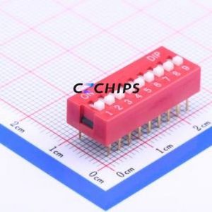 DS-09RP DIP Switch Through hole Component (THT) Switch Flat Toggle, Raised Type Single Pole Single Throw 9-Bit 2.54mm - Product Image 1