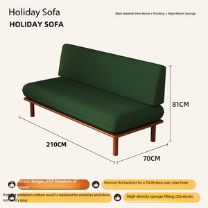 Set di Divani Moderni Quadrati Imbottiti in Spugna Senza Braccioli in <span class=keywords><strong>Legno</strong></span> Massello per Salotti di Piccoli Appartamenti - Product Image 3