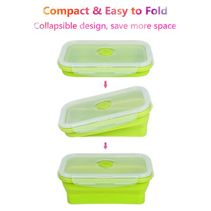 <strong>Collapsible</strong> Silicone Food Storage <strong>Container</strong> Foldable Meal Prep Lunch Box <strong>Containers</strong> Colorful Bento with Airtight Lids - Product Image 3