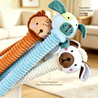 Jouet à mâcher interactif en peluche pour chien, en PP, à long cou, motif dessin animé, avec couineur et papier froissé, anti-ennui, grand format, imprimé animal
