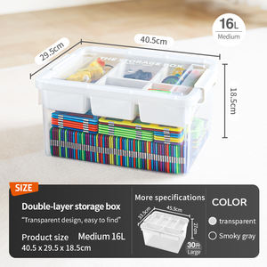 <span class=keywords><strong>Caja</strong></span> de Almacenamiento Multifuncional de Plástico de 2 Niveles para Juguetes de Niños, Organizador de Bloques con Compartimentos, Tapa Desmontable, <span class=keywords><strong>Caja</strong></span> de Herramientas de 16L/17QT - Product Image 5