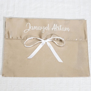 Customized Satin Lingerie <b>Bag</b> With Ribbon Logo Envelope Silk Hair Bundle Underwear Packaging <b>Dust</b> <b>Bag</b> Flap Gift Satin Pouch - Product Image 3