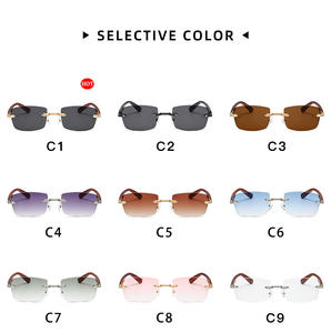 Hợp thời trang mảnh duy nhất không khung tỉa kim loại Kính mát Ins màu sắc ánh sáng phong cách chân gỗ đại dương kính trang trí cho nam giới - Product Image 6