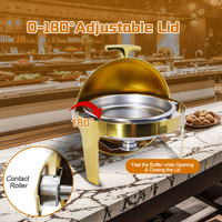 Chafer de acero inoxidable con ventana de vidrio para catering Juego de buffet de lujo Calentador de alimentos Roll Top Chafing Dish
