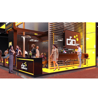 Conception professionnelle de stand d'exposition en bois sur mesure, y compris un comptoir d'accueil, pour les salons professionnels mondiaux aux États-Unis, en Europe et à Dubaï