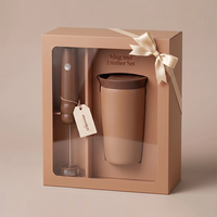 Mug à café isotherme en acier inoxydable de 12 oz avec logo personnalisé de qualité supérieure, couleur personnalisée, avec mousseur à lait, boîte cadeau pour cadeau