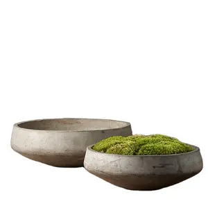 Moderna tablescape succulente moss rotondo vaso di fiori di cemento di cemento fioriera muschio ciotola