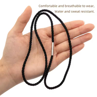 Collier en cordon de cuir noir de 3 mm avec fermoir en acier inoxydable/noir personnalisable, chaîne en corde cirée tressée pour homme et femme pour pendentif