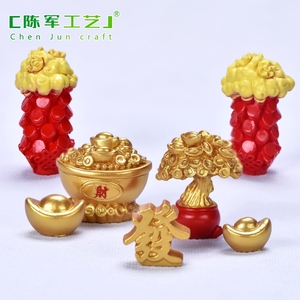 Adornos pequeños de resina para micropaisajes, con motivos de <span class=keywords><strong>vela</strong></span> y viento, fuegos artificiales suaves, tesoros de la fortuna de Año Nuevo, caracteres rojos, dorados - Product Image 2