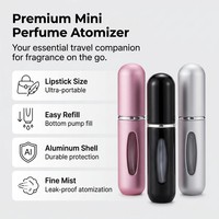 Atomizador de Perfume de Aluminio Anodizado Mate de Lujo de 5 ml, Botella Recargable con Relleno desde la Parte Inferior, Mini Spray de Viaje con Ventana Visual y Logotipo Personalizado