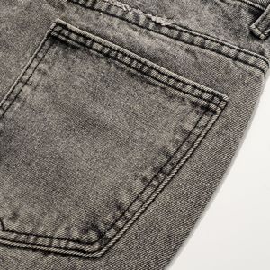 Autunno <span class=keywords><strong>uomo</strong></span> retrò stile medio-riposto traspirante <span class=keywords><strong>Jeans</strong></span> <span class=keywords><strong>grigio</strong></span> fumo nappe <span class=keywords><strong>grigio</strong></span> cemento stile dritto lavato in Denim tinta unita con bottone - Product Image 4