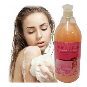 OEM фирменный отбеливающий Гладкий волшебный отбеливающий гель для душа с койевой кислотой 100% розовое действие полное жидкое мыло