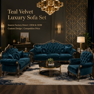 C007 Set di <span class=keywords><strong>Divani</strong></span> in Velluto Barocco Opulento Nero Notte con Intagli Dorati, Tappezzeria Artigianale <span class=keywords><strong>per</strong></span> Ville di Lusso - Product Image 5