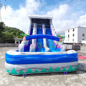 Dual lane backyard kids party tobogan hinchable commercial grade <b>inflatable</b> tsunami boulder crush <b>water</b> <b>slide</b> - Product Image 2