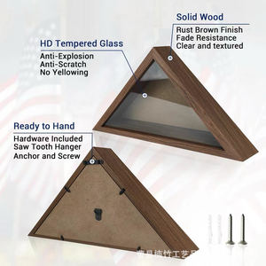 Wooden Flag Storage Box Triangular Wall Desktop Decoration Handmade Covered 1L Capacity Retro Color Solid Pattern - Product Image 2