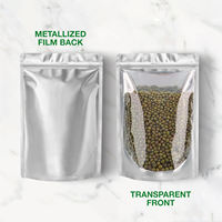 Sachet Doypack Auto-Scellant Réutilisable en Aluminium Mylar Argenté Transparent avec Fermeture Zip pour Aliments, Snacks, Chewing-gums, Croustilles, Sucre