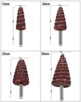 Mini tête de meulage de papier de sable rouge avec tige de 6mm roue à lamelles de papier de verre à cône de grain 80 pour ponceuse de forage polissage d'ébavurage