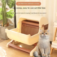 Bac à litière pour chat semi-automatique extra-large en PP avec design semi-fermé, robuste et durable, vente en gros d'usine