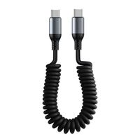 Chargeur de voiture PD spirale rétractable à charge rapide de type C à double tête 100W avec 6A pour téléphone portable