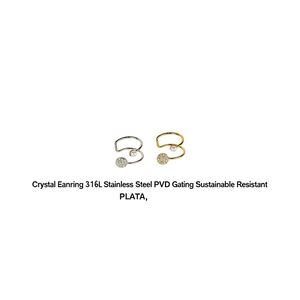 <b>Crystal</b> <b>Earrings</b> 316L Stainless Steel PVD Gold Plating Sustainable Resistant PLATA - Product Image 2