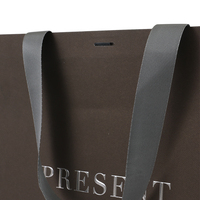 Sacs en papier gris avec votre propre logo, sacs d'emballage de luxe pour boutique, avec poignée en ruban, logo personnalisé