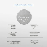 Pile bouton au lithium Panasonic BR1225 3V 48mAh pour équipements industriels et petits appareils électroniques