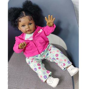 Weihnachts geschenkset Bebe Reborn Em Silikon Menina Echte Bonecas Baby puppen Lebendige Afro amerikaner Schwarze Puppen 60CM - Product Image 1