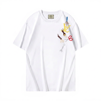 T-shirt surdimensionné 100% coton, manches courtes, col rond, broderie streetwear, tee-shirt unisexe, vêtements décontractés d'été