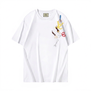 เสื้อยืดโอเวอร์ไซส์ ผ้าฝ้าย 100% แขนสั้น คอกลม ปักลาย สตรีทแวร์ ยูนิเซ็กส์ ลำลอง ใส่สบายสำหรับฤดูร้อน - Product Image 2