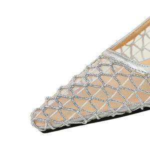 5131 stile europeo americano da donna per banchetti eleganti <span class=keywords><strong>scarpe</strong></span> a punta basse e sottili estive in rete traspirante con cintura cava - Product Image 4