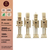 Set Figur Nutcracker Kayu Solid Alami 38cm, Lukisan Tangan DIY, Empat Hiasan Kepala Berbeda, Senjata Drum, Natal