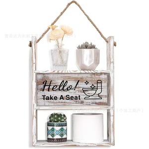 Retro Wooden <b>Wall</b> <b>Mounted</b> <b>Shelf</b> 3 Tier Hanging Storage Rack For Home Organization - Product Image 3