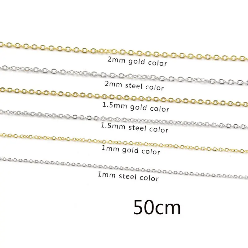 18 Karat Gold Edelstahl Halskette Kette 1mm 1,5mm 2mm Glänzende Edelstahl kette Zubehör für Frauen Herren Schmuck
