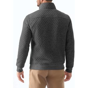 2025 sweat-shirt matelassé à manches longues décontracté pour hommes avec col montant pull à fermeture éclair brodée 3D pour une utilisation en extérieur - Product Image 4