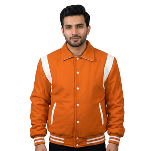 High Quality Wool Leather Varsity <b>Jacket</b> for Men Winter Thermal Quilt <b>Padded</b> Button <b>Waterproof</b> Letterman <b>Jacket</b> Long Plus Size - Product Image 1