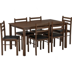 Robust Cocoa Colour WALD Dining Set 1+6 Large 7-Piece Dark Wood Dining <b>Table</b> and Chairs for Spacious Family Dining Room - Product Image 1