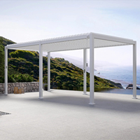 Pergola bioclimatique intelligente en aluminium avec capteur de pluie, lames orientables automatiques, revêtement poudré pour balcon, jardin, terrasse - Confort extérieur toute saison