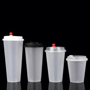 Vasos Desechables al por Mayor con Logotipo Personalizado, Biodegradables, para Té de Burbujas, Jugos, Vasos de Plástico PP Transparente Esmerilado con Tapas - Product Image 4