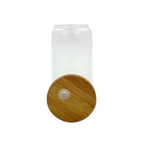 Gobelet givré vierge pour sublimation 16 oz, verre à bière en forme de canette 16 oz avec couvercle en bambou et paille - Product Image 3