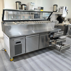 Comptoir commercial pour magasin <span class=keywords><strong>de</strong></span> salades Réfrigérateur Plan <span class=keywords><strong>de</strong></span> travail Acier inoxydable R134a Préparation <span class=keywords><strong>de</strong></span> salade réfrigérée à température unique - Product Image 1