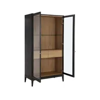 Vitrine en bois moderne personnalisable avec panneau en verre, grande capacité, rangement durable pour salon